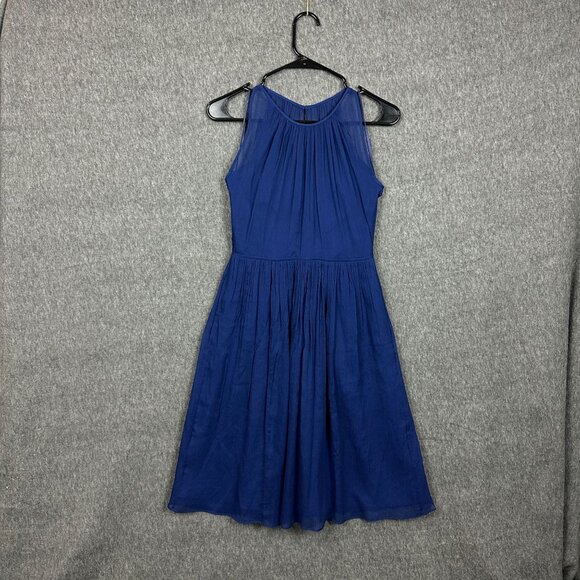 J. Crew Petite 2 Blue Sleeveless Pleated Midi Dress Lightweight & Flowy - Picture 1 of 13